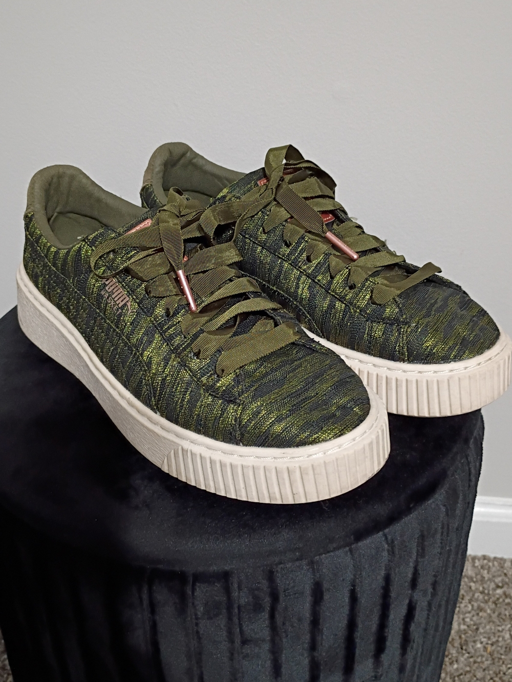 Puma Platform Knit Sneaker - Olive Green
